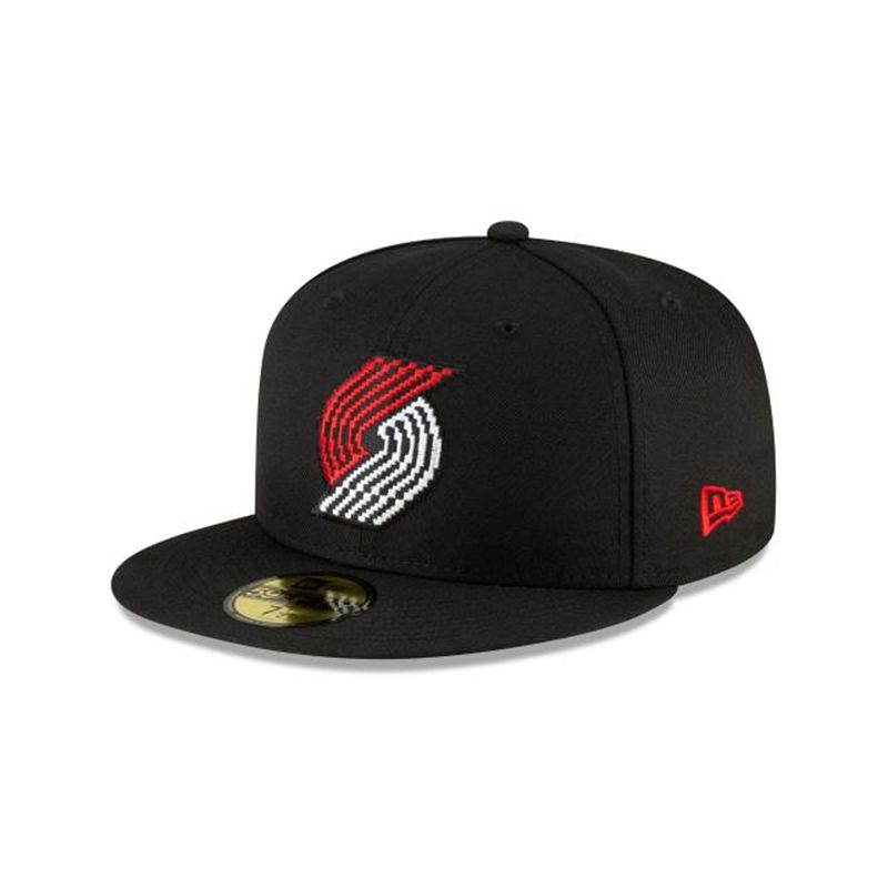 NBA Portland Trail Blazers Pixel 59Fifty Fitted (HGX1018) - Black New Era Caps